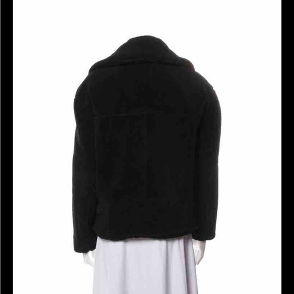 New Rebecca Minkoff Black Henderson Faux Fur Fleece Moto Jacket Coat Size XS - Picture 6 of 10